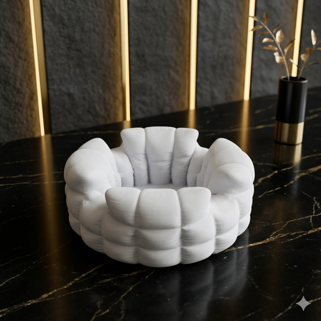 White Puffy Ashtray thumbnail 3
