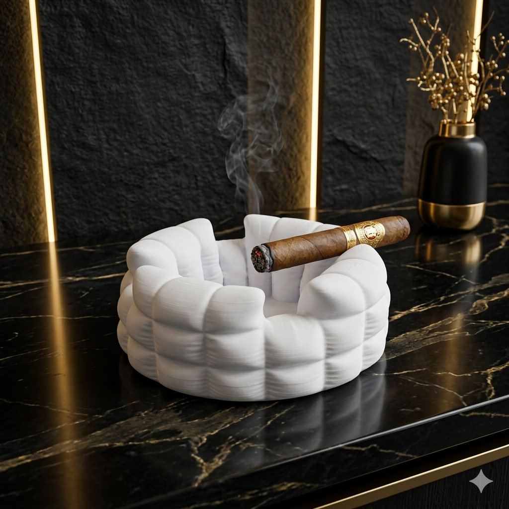 White Puffy Ashtray thumbnail 2